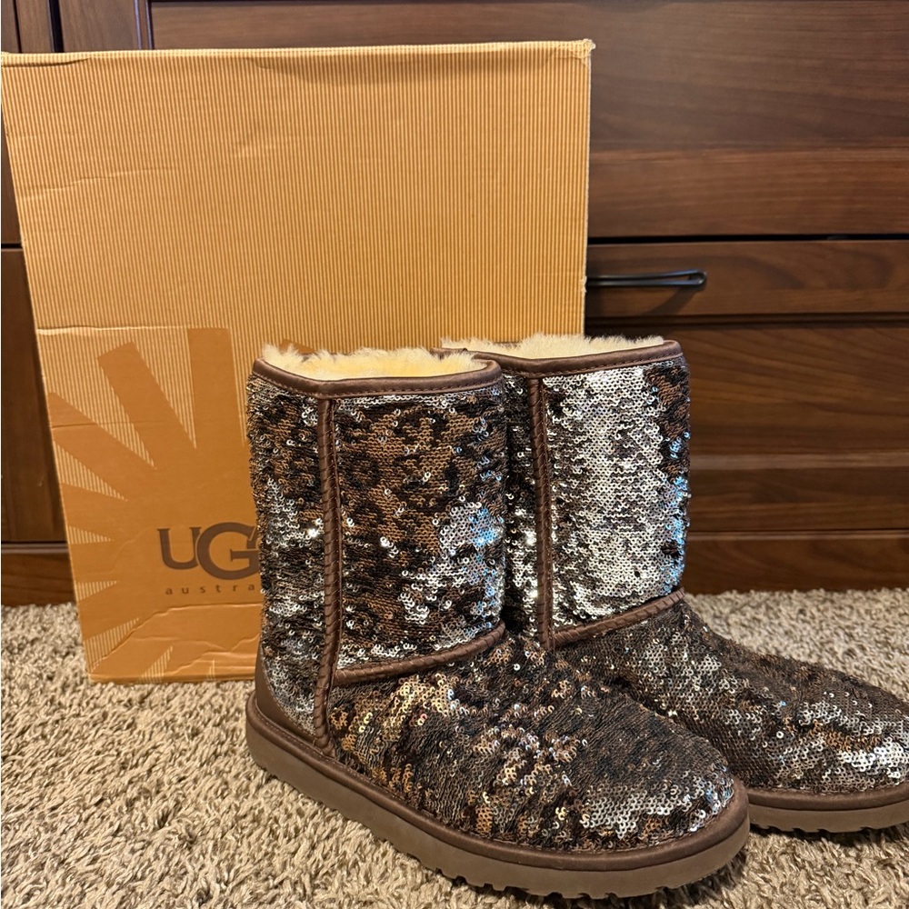 UGG Sequin Boots with Fur Lining
